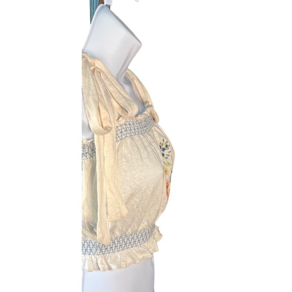 Chaser Lirhetta Floral Bouquet White Embroidery Crop Top S NEW - Picture 6 of 6